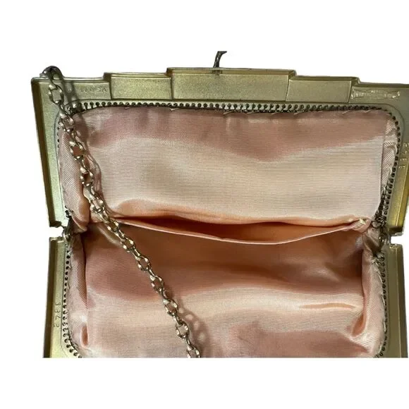 Whiting & Davis 1940's Vintage Gold Mesh Fringed Evening Handbag - Picture 6 of 9